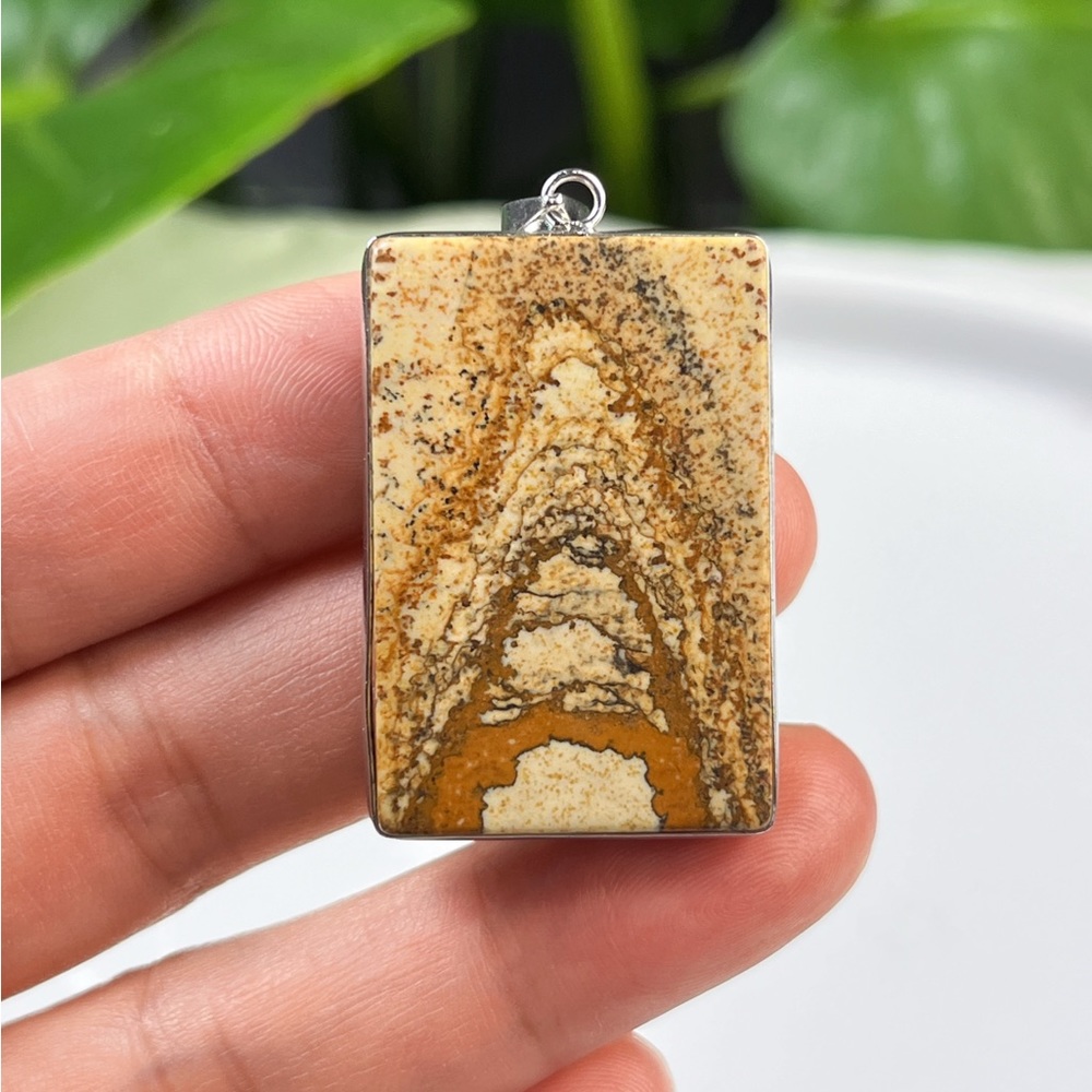 Silver Plated Picture Jasper Pendant 1407‎